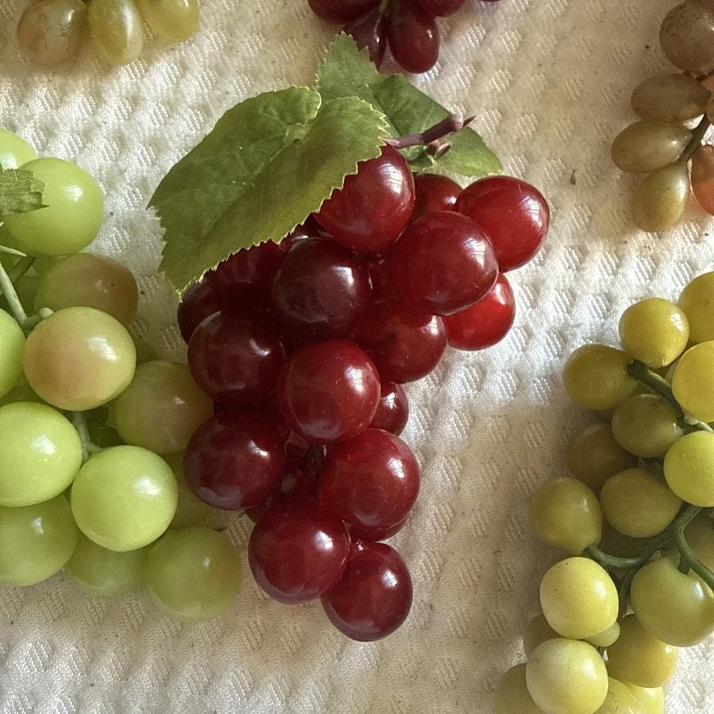 Vintage Rubber Grapes Grape Lot 8 Bunches Plastic Multicolor Realistic Decor
